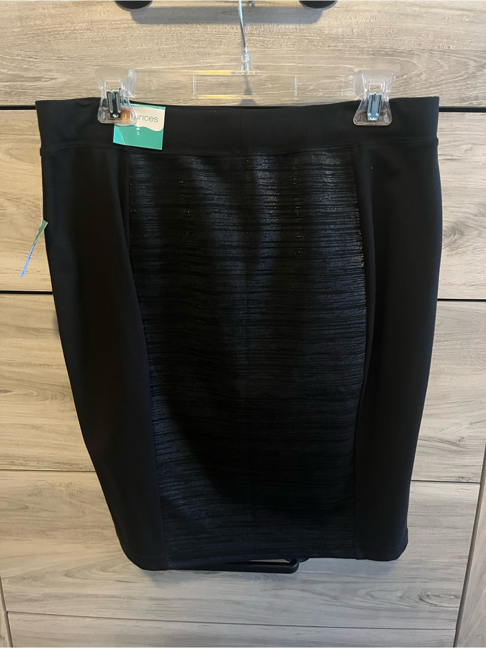 Maurices Black Ponte Pencil Skirt with Textured Front Panel